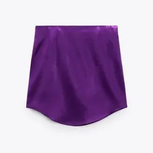 Zara Skirts Zara Purple Satin Effect Mini Skirt Xs High